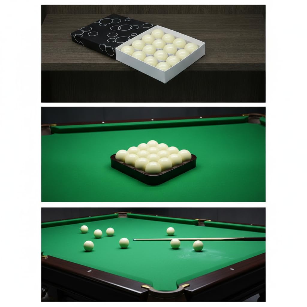 Billiard Cue Ball Set - 57mm Black 8 Ball, 52mm Snooker Ball, 50.8mm Small Ball, 47.5mm, 46mm, 44mm Standard Cue Balls