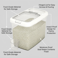 Airtight Food Storage Containers, Large Capacity Rice Bucket, Press Button Dispenser with Measuring  - Image 5