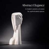 Abstract Face Art Statue for Office Living Room Bookshelf, Modern Ceramic Sculpt #variant:White
