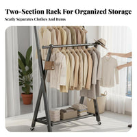 Foldable Single-Rail Clothes Stand Floor-Standing Clothing Rack foldable Simple Design for Homeowners, Dorm Room, Entrymanner