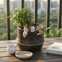Flower Pot Hugger Figurine Resin Rabbit Pot Hanger Lightweight for Indoor Plants
