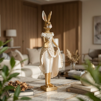 2 Pieces Dress Rabbit Figurine Luxury Look Home Decor Decorative for Desktop