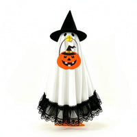 Halloween Porch Goose Costume with Pumpkin Bag Festive Lawn Goose Outfit with Witch Hat Playful Witch Costume with Pumpkin Bag Spooky for Homeowners, Decorators, Entryway, Yard