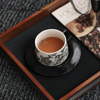 长方形茶盘托盘轻奢酒店复古茶托藤编家用茶杯咖啡杯收纳托盘