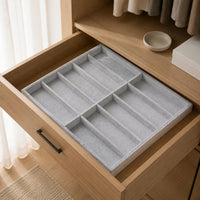 10-Compartment Glasses Tray Velvet-Lined Cloth-Covered Eyeglasses Tray