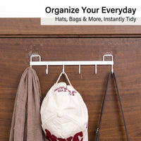 Bedroom and Closet Stainless Steel Multi-Hook Rack for Students, Removable Wall Hooks for Renters with No-Drill Design