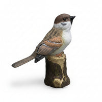 Sparrow Figurine Nature-Inspired Tree Stump Bird Figurine Decorative