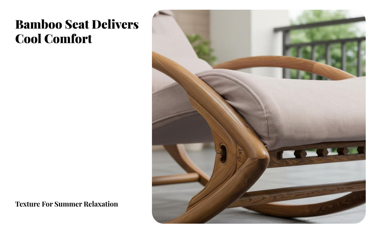 dense Wood Construction Wooden Rocking Chair Traditional design Wooden Patio glider Relaxing Design Single Seater Rustic appeal for Seniors, Homeowners, Garden lovers, Balcony, Living Room, Bedroom, spineyard