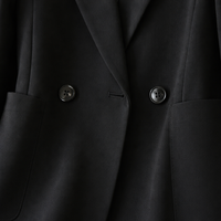 Shoulder Pads Ladies Blazers with Double Breasted Design for Office Wear, Plus Size Womens Long Sleeve Jacket, Business Casual Mid Length