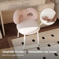 Upholstered Makeup Chair Sturdy Build ribbon rear Stool 360° rotate for Bedroom