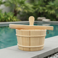 Wooden Sauna Bucket with Ladle Fir Sauna Bucket with Ladle Traditional for Steam Room
