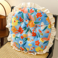 Round Seat Pad Floral Print Round Chair Pad Vintage Ground Pattern Pillow for Students, Bay Window