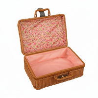 Vintage Design Suitcase With Handle Wicker Gift Box Handmade Look