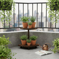 2-Tier Wooden Corner Shelf Solid Wood 2 Tier Wooden Shelf Multi-Functional