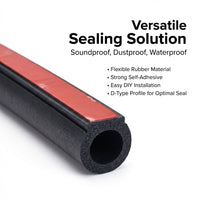 Universal Truck Hood Seal Strip, Car Door Rubber Sealing Strip, Automotive Weather Seal, Noise Insul - Medium D-shape with groove, 12x12mm