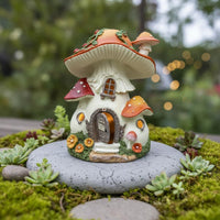 Solar Toadstool House Light Weatherproof Solar Powered Garden Gnome House