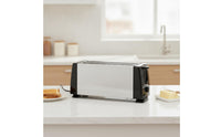Stainless Steel Long-Slot Toaster 6 Settings 2-Slice Toaster Automatic Lift up Appliance Compact for Students