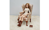 1:6 Scale Armchair Handmade Dollhouse Wingback Chair Detail Miniature Floral Textile for Diorama