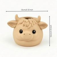Highland Cow Planter Decorative Animal Flower Pot Small for Bookshelf, Office