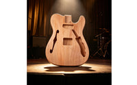 Guitar Body with F-Hole Contoured Instrument Part Unfinished for Luthier