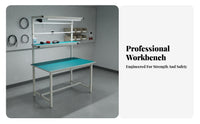 Anti Workbench With Overhead Light Aluminum Frame Work Table High Load-Bearing Assembly Line Table for Technicians, Factory Workers, Research Facility
