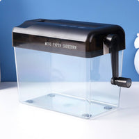 Mini Manual Paper Shredder Easy to Use Hand Crank Paper Shredder Transparent Bin Office Supply