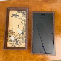 新中式松鹤延年图相框摆台画 复刻国画艺术桌面摆件简约相框 外框22*42厘米【大号】 001松鹤延年图A款+相框