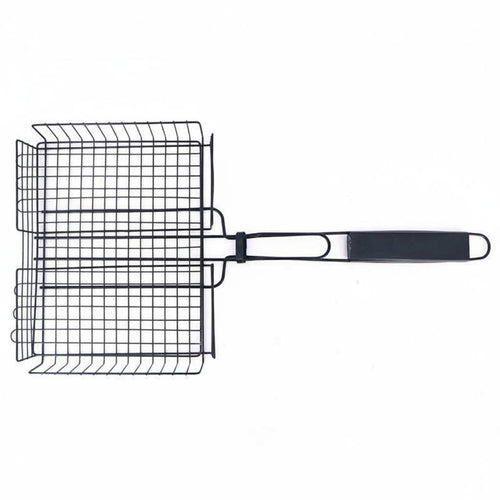 Wire Mesh Grill Rack Rust-Resistant Long Handle Grill Basket Multi-Use Barbecue Accessory for Outdoor, Camping