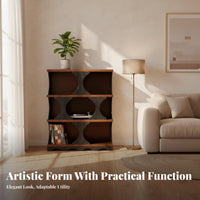 Multi-Tier Shelving Unit Large Capacity 3-Tier Shelf with Curved Dividers Thickened Shelves Sturdy Construction for Home Library