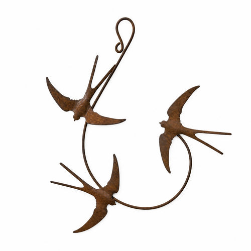 Rustic Swallow Plaque Rust-Like Finish Metal Bird Wall Decor Brown for Entryway