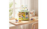 Multifunction Activity Cube with Bead Maze Multipurpose Wooden Activity Cube Developmental Educational Toy Compact for Classroom