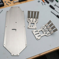 3 Pieces RC Car Guard Kit Machined RC Chassis Guard Set Chassis Plate with Mounting Holes Brushed Protector Metal