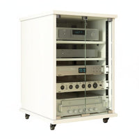 Professional Audio Rack Cabinet Organizer Heavy-duty Casters Lockable Wheels Perforated Panel Glass Door Suitable for Djs KTV Studio Home Theater