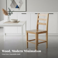 Ladder Back Chair Comfortable for Long Sitting Wooden Seat Anti-Slip Foot Pads