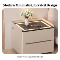 Smart Nightstand Modern Design Illuminated Charging Stand Ample Drawer Space