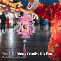 Traditional Lantern, DIY Cartoon Castle Lantern, Handheld Glowing Flower Light for Children, Festive Decoration