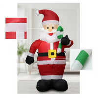Inflatable Decoration with Candy Cane Indoor Christmas Inflatable Santa Inflatable Santa Outdoor Festive for Homeowners, Yard