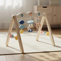 Wooden Baby Play Gym Infant Activity Gym Beech Wood Hanging Play Arch for Infants, Infants
