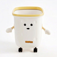 Trash Bin with Wheels Plastic Wheeled Garbage Can Compact for Children, Toddlers