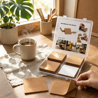 50 Pieces Self Cork Tile Flat Square Cork Tile Easy to Easy to Trim Decor for Coasters