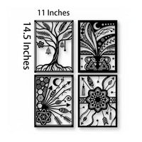 4 Pieces Abstract Line Wall Dimensional Art Shadow Effect Black Metal Wall Art Rust Resistant for Living Room, Bedroom