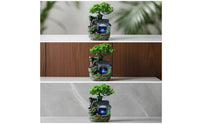 Rockery-Style Desktop Fountain with Waterwheel Illuminated Fountain with Artificial Plant Stone-Textured Decorative for Office Desk, Living Room