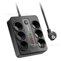 Power Strip with 6 Outlets, 5 USB Ports and 1 Type-C, 12-in-1, EU Standard