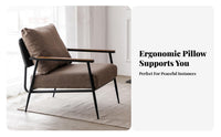 Minimalist Design Upholstered Metal Frame Chair Light Luxury Aesthetic Upholstered Single Armchair Soft and Comfortable Lounge Seat Thickly Padded Cushion for Homeowners, Readers, Office Workers, Living Room, Bedroom, Study, Reading Nook
