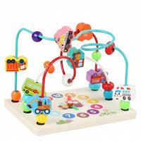 Hand-Eye Coordination Wooden Bead Maze Toy Multi-Functional Bead and Wire Maze Toddler Activity Board for Toddlers, Babies, Playroom, Nursery, Preschool