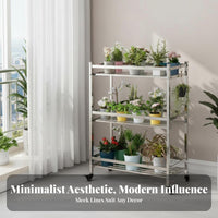Multi-Level Pot Stand Floor-Standing Rolling Flower Pot Display With casters High Capacity for Balcony
