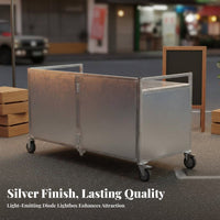 Portable Dining Cart Multi-Functional Movable Concession Stand Stall Large Storage Meal Space Service Cart with Wheels for Street Vendors, Market