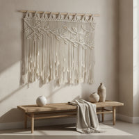 Macrame Wall Hanging with Wooden Dowel Bohemian for Doorway
