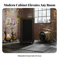 Amplifier Floor Cabinet with Reinforced Frame Mobile Audio Rack Cabinet Ventilated Mesh Door Lockable Wheels Suitable for Djs Artists KTV Room Stage