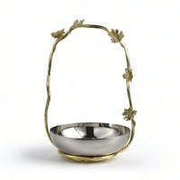Bowl with Metal Frame Stainless Steel Decorative Tray with Handle Polished